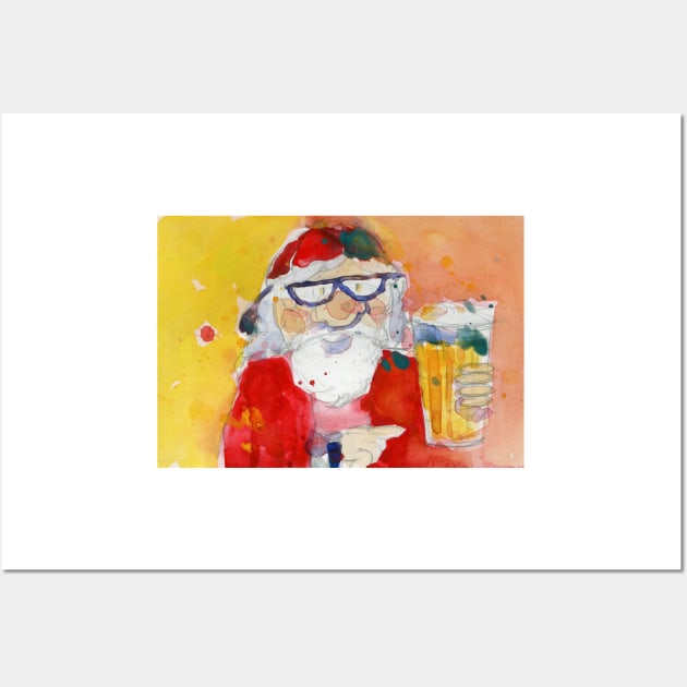 Santa Loves Beer Wall Art by dfrdesign